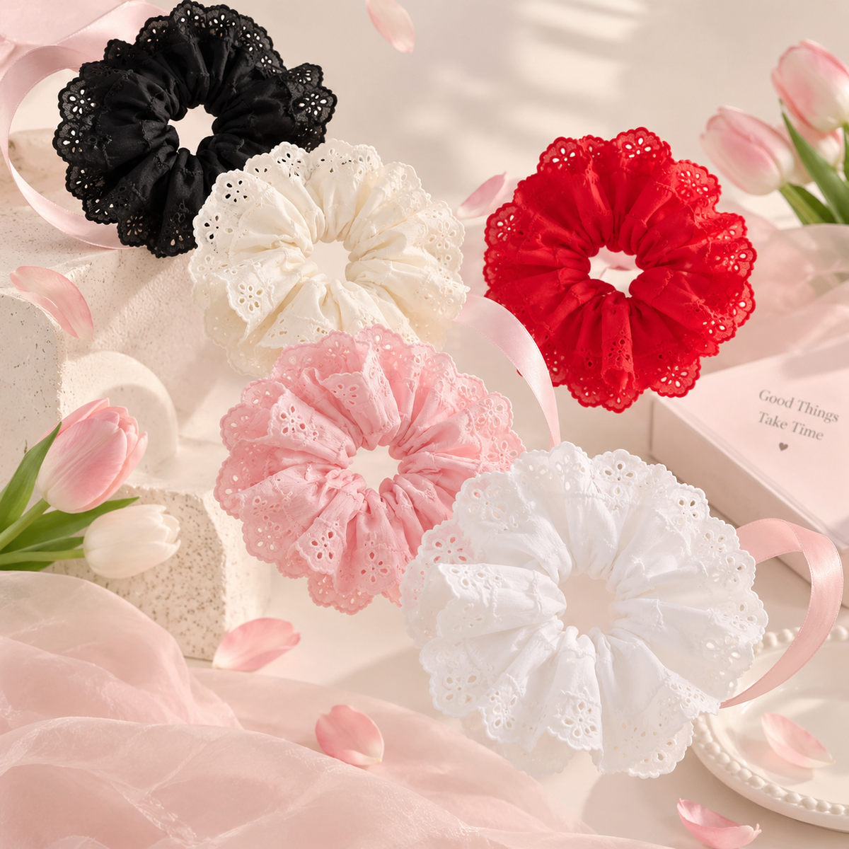 French Lace Wide Scrunchie